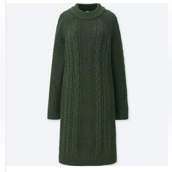 Uniqlo | Dresses | Uniqlo Cable Knit Love Sleeved Dress | Poshmark